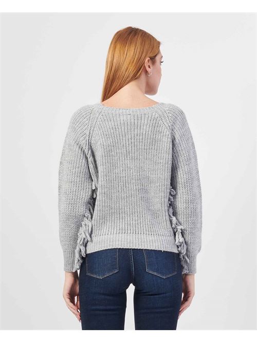 MDM Women's Sweater with Fringes on Sleeves MADEMOISELLE DU MONDE | F607-6042GRIGIO